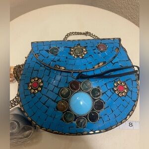 Sam Edelman RARE Metal Mosaic Stone hard shell Purse NWT